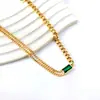 Moda Europea y Americana Versátil Cadena de Clavícula Geométrica en Capas de Acero Inoxidable, Joyería de Lujo Ligero Nicho Chapada en Oro de 18 Quilates