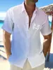 Camisa de Manga Corta con Estampado Digital Estilo Hawaiano para Vacaciones, Nueva Moda Tendencia Europea y Americana para Hombre