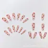 Set de 24 Piezas de Uñas Portátiles Transfronterizas, Pegatinas de Uñas Francesas Dulces de Corazón Rojo, Arte de Uñas Desmontable, Artículo Popular Transfronterizo