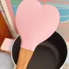 Delícias de Cozinha~ Igual do Blogueiro de Nicho Ins Coração Rosa Girly Colher de Silicone para Creme Pá de Assar para Sobremesas Coreanas