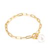 Conjunto de Joias Cassia Novo Aço Inoxidável Atacado Moda Europeia e Americana Simples Corrente Quadrada Colar de Pérolas Conjunto de Pulseira