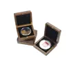 Caja de Exhibición Cuadrada de Nogal Negro de Madera Maciza para Monedas Conmemorativas Caja de Almacenamiento con Forro de Terciopelo Caja de Almacenamiento para Protección de Monedas
