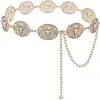 Corrente de Cintura Cabeça de Vaca Corrente Decorativa Transfronteiriça Nova Cintura Feminina Corrente de Fivela Oval de Metal Elegante Versátil com Casaco
