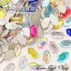 Nova Arte de Unhas Tendência Irregular 3*6 Ponta Dupla Fundo Plano Diamante Aurora Iridescente Gelo Champanhe Decoração de Unhas Strass