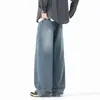Jeans de Pierna Recta para Hombre Otoño Marca de Moda Pantalones de Pierna Curva Sueltos Rectos Rústicos Americanos Atractivos Pantalones Largos de Pierna Ancha para Hombre