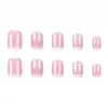 Comércio Exterior Mais Vendido Gradiente Rosa e Branco Manicure Francesa, Estilo Gentil e Elegante Pontas de Unha Usáveis, Adesivos de Unha com 24 Peças