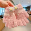 Guantes de Dedos Lindos para Niños Niñas Invierno Prueba de Frío Cálido Juego de Cinco Dedos Conjunto Completo de Dedos Tejido para Bebé Niños de Invierno
