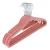 Cabide flocado de 42cm, cabide de veludo antiderrapante, cabide de plástico para roupas, cabide para armazenamento e organização doméstica, varal multifuncional