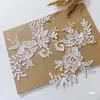 Parche de Tela de Encaje Blanco Soluble en Agua con Bordado Floral Hueco, Accesorios Florales para Decoración de Vestido de Novia Hecho a Mano DIY y Tocados