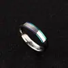 Anillo de acero de titanio 316 con borde colorido y diseño de explosión de Amazon para hombre y mujer. Anillo de bodas.