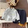 Nova Camisa para Bebês Meninos e Meninas Estilo Outono Camisa Infantil Outono Casual Meninos Meninas Roupas de Primavera Conjunto de Top e Calça
