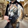 Aliexpress Amazon Nova Camisa Masculina Casual de Manga Longa Slim com Lapela Estampada em 3D Exportação Roupas Masculinas