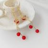 @Oferta Especial@ Brincos Elegantes Estilo Coreano com Franja de Contas Vermelhas Fênix Vermelha, Brincos de Design de Nicho de Luxo Leve