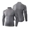 Amazon Masculino Manga Longa Fitness Esportes ao Ar Livre Elástico Secagem Rápida Ciclismo Treinamento Fino Justo Gola Alta Top