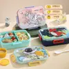 Lonchera estudiantil de dibujos animados con tres compartimentos y ensaladera, lonchera de plástico sellada para trabajadores de oficina, venta al por mayor de fábrica