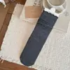 Calcetines de Encaje Japonés para Mujer Otoño Color Sólido Media Pantorrilla Estilo Old Money Calcetines para Mujer Venta al por Mayor Simples Versátiles Calcetines Holgados para Mujer Algodón