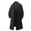 Casaco de Lã Masculino, Comprimento Médio, Estilo Coreano, Caimento Solto, de Botão Único, Sobretudo de Lã de Alta Qualidade, Gabardine Masculino, Inverno