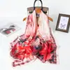 Pañuelo de Seda Estampado Floral de Mariposa Flor Cortada Primavera y Verano Pañuelo Largo Grande Chal de Viaje de Alta Gama Protección Solar Pañuelo para Mujer Pañuelo para la Cabeza