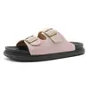 Sandálias casuais femininas Birkenstock com solas grossas, fivela dupla, biqueira aberta, respiráveis, confortáveis, para uso externo, chinelos estilo deusa