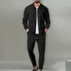 Jaqueta Cross Border 2025 Masculina Outono Juventude Waffle Bolso com Zíper Lapela Slim Fit Cardigan Terno Jaqueta Masculina