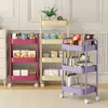 Carrinho de Armazenamento Pequeno, Estante de Armazenamento Doméstica de Múltiplas Camadas, Carrinho de Armazenamento de Lanches Móvel com Rodas, Estante Cruzada para Quarto ao Lado da Cama