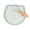 Tigela de Silicone Urso de Desenho Animado Prato de Jantar Tigela de Suplemento Alimentar para Bebê Prato de Jantar Integrado para Autoalimentação Prato de Jantar Urso de Desenho Animado