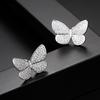 Jinse Coreano Prata Borboleta Zircon Brincos AAA Zircon Micro-inlay Moda Simples Brincos Coreanos High-end Sense