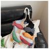 Bolsa de Mão/Ombro Feminina de Tricô Spliced com Franjas de Grande Capacidade Transfronteiriça Promoção Quente Bolsa de Tricô Simples e Versátil Retrô