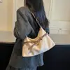 Bolsa Tote Transfronteiriça Retro Maillard Moda Grande Capacidade Ombro Único Estilosa Casual Versátil Bolsa Transversal