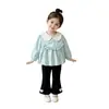 Nova camisa de manga longa para meninas para primavera e outono, camisa de boneca, top casual versátil para bebês meninas