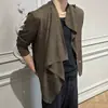 Camiseta de cuello alto de manga larga estilo Old Money para hombre, Otoño, Cleanfit, Camisa base irregular para pareja con protección solar