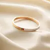 Explosiones Transfronterizas Aceite Rojo y Verde Goteando Acero de Titanio Ovalado Oro de 18K Pulsera de Broche para Mujer Pulsera de Color Neutro Versátil y de Nicho