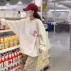 Sudadera de cuello redondo para mujer, otoño e invierno, fina, sin capucha, nueva popular 2025, azul marino, otoño e invierno, terciopelo, holgada, de manga larga