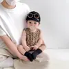 Mameluco de Bebé Verano Estilo Delgado Estampado de Leopardo Ropón Súper Lindo Conjunto de Verano para Salidas Ropa de Gateo de Moda