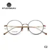 STUDIOMUKU Gafas Frescas de Madera Montura Clásica Estilo Académico Montura Redonda Retenida Retro Montura de Gafas de Titanio Puro