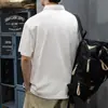 Polo masculino de marca moderna, estilo luxo leve e de alta qualidade, tamanho grande, caimento solto, patchwork de verão, manga curta
