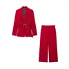 ¡Pedido de Comercio Exterior! Venta al por mayor transfronteriza Moda Femenina Europea y Americana Cinturón con Hebilla Metálica Conjunto de Chaqueta de Traje + Pantalones de Pierna Ancha