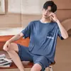 Pijamas cortos de verano al por mayor para hombres en tiendas físicas, conjuntos para transmisiones en vivo, ropa de casa, conjuntos tipo jersey de Amazon para jóvenes.