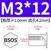Yishenglong Pernos Remachables para Agujero Ciego de Acero Inoxidable Tuercas Remachables Placa de Presión Hexagonal Rosca Bsos-M3M4