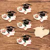 Variedad de Accesorios de Joyería Personalizados Transfronterizos Europeos y Americanos de Aleación, Dijes para Temporada de Graduación, Sombrero de Doctor, Flor y Papel de Examen