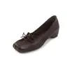 Zapatos pequeños de piel con cordones, estilo francés, estampado de elefantes, ante, colección otoño 2026, con aumento interno de altura, tacón medio, punta cuadrada, piel genuina, zapatos de mujer de corte medio