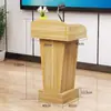 Pódio, Plataforma de Discurso, Balcão de Boas-Vindas Vertical Pequeno, Balcão de Recepção, Sala de Conferências Multimídia de Madeira Maciça, Simples e Moderno