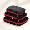 Conjunto portátil à prova d'água de três peças para viagens internacionais, bolsa de armazenamento com compartimento duplo, conjunto de nylon, bolsa com zíper, bolsa para armazenamento e organização de roupas