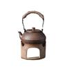 Estufa envolvente para cocinar té, tetera retro con vigas, tetera de cerámica para la salud, olla individual, estufa de carbón con fuego brillante y tetera, taza de té