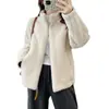 [Oferta Especial] Jaqueta de Inverno Plush Grossa Estilo Coreano com Gola Alta para Mulheres Plus Size 100kg, Camada Interna Quente 9325