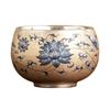 Taza Luohan plateada con rima de loto azul y flor, taza maestra de cerámica, taza de kung fu, taza de té, tazón de té, juego de té ligero de lujo, taza de té