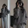Cárdigan de punto con doble cremallera estilo coreano, top de cuello semi-alto, chaqueta nueva de corte holgado, suéter de otoño e invierno para mujer, estilo casual y relajado