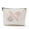 Bolsa de Cosméticos para Mujer Serie Alfabeto Inglés Impreso Densamente, Bolsa de Almacenamiento de Mano para Cosméticos y Joyería, Impermeable