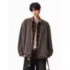 Novo Estilo Estilo Old Money Camisa Cardigan Solta Tendência Outono Retalhos Falso Duas Peças Xadrez Jaqueta de Baseball Outerwear Design Masculino