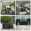 Caja de flores de hierro forjado de acero inoxidable para exteriores departamento de ventas macizo de flores municipal plaza comercial jardinera para árboles valla macetero